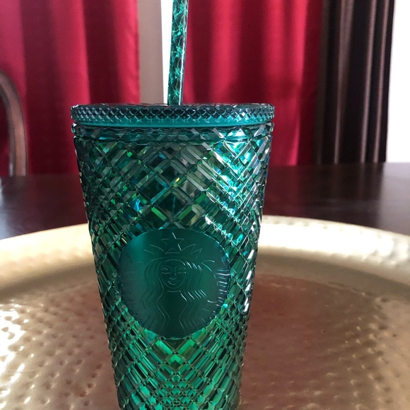 NEW 2022 Starbucks Spring Diamond Jeweled Emerald Green 16 oz Grande Tumbler - Picture 3 of 6
